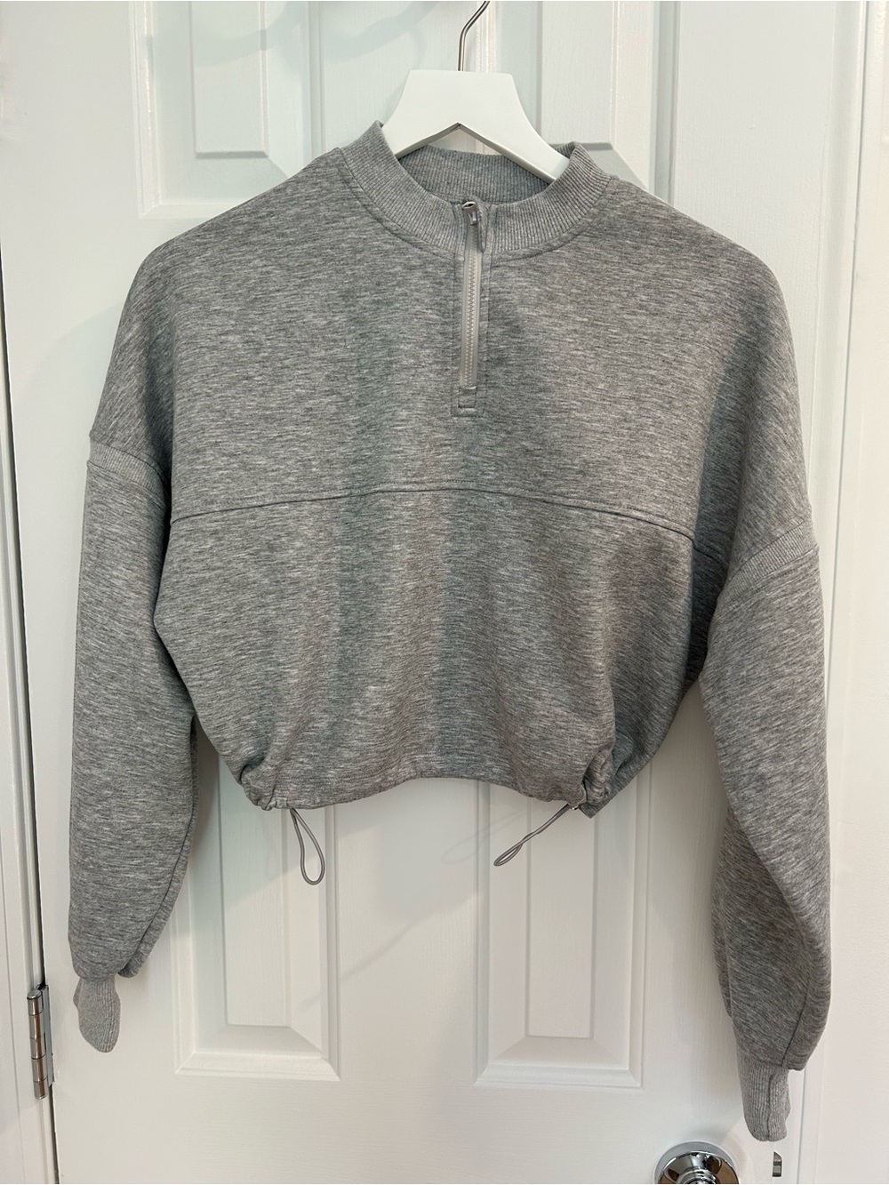 Lucky Honey Gray Cropped Quarter Zip Pullover XS